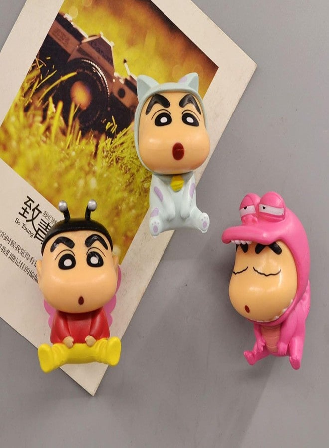 Mallexo مجموعة ألعاب شين تشان اللطيفة من ماليكسو | 6 مجسمات شخصيات كرتونية للأطفال من الجنسين | مجموعة ألعاب مجسمات أنمي | قطعة ديكور للوحة القيادة في السيارة، طاولة الدراسة، ومكتب العمل | هدية عيد ميلاد للأطفال - Image 2